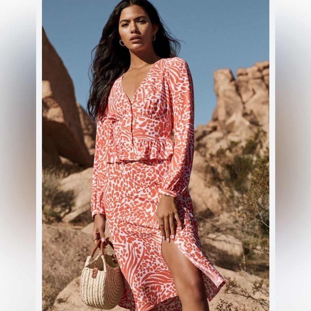 Just Fab Set Coral Top and matching Skirt